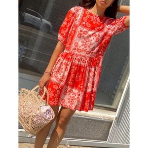 NWT Lisa Says Gah Pia Mini Dress in Red Bandana XS